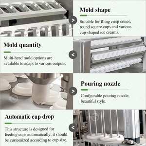 Machine de remplissage et de scellage rotative entièrement automatique pour gobelets en papier et cornets de crème glacée, 2 lignes de conteneurs - Product Image 4