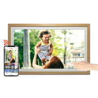 Pro 32 "bingkai foto Digital WiFi, Frameo IPS layar sentuh kayu besar bingkai foto cerdas dapat diputar otomatis