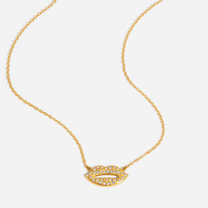 Collier pendentif lèvres en acier inoxydable plaqué or 18 carats avec diamants blancs sertis pavé, bijoux de mode pour soirée - Product Image 1