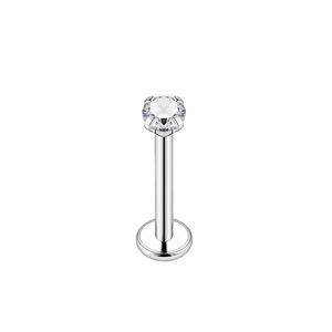 Piercing à griffes en acier inoxydable avec zircon, calibre 1,0 mm, longueur 6 mm, pour cartilage et lèvre - Product Image 2