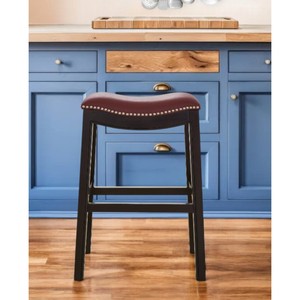 Sedia da Bar con altezza a schienale in legno massello HMS 26 \ "in rosso scuro e sgabelli da Bar Espresso - Product Image 1