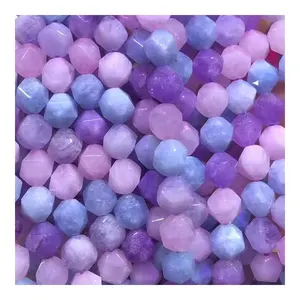 Aigue-marine multicolore pièces, aigue-marine, perles 3A de pierre précieuse, en forme de Cube à facettes naturelles authentiques, en vrac