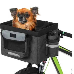 Складная велосипедная корзина для домашних животных, кошек, собак, Передняя съемная велосипедная корзина на руль, съемная велосипедная сумка