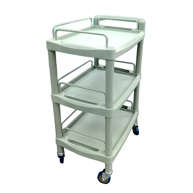 Beauty Hair Instrument Tray Cart Rolling Salon Spa Trolley Cart ABS Tray Stand Salon Trolley Cart Organizer With Wheel