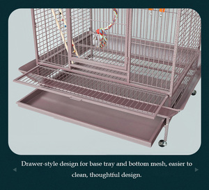 Jaula para Loros, Jaula Grande para Loros con Bandeja Extraíble, Percha y Ruedas para Loros Grises Africanos - Product Image 3