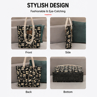 Sac de shopping imprimé style bohème avec logo personnalisé, grande capacité, en tissu épais, idéal pour les voyages, les vacances et l'usage quotidien, avec sangle en corde