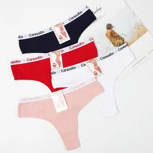 CareuoKin Bulk sale stocked girls cotton underwear 40 count combed cotton sexy mid-rise sex thong bikini A3182