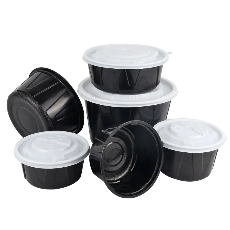 Black Food Packaging Takeaway Bowl Plastic Camping Take Out Microwave Disposable Plastic Food Container Lunch Box