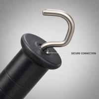 Poignée de portail électrique isolée noire robuste avec crochet en acier inoxydable pour systèmes de clôtures d'élevage de bovins et de chevaux