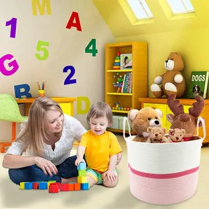 Wholesale New Design Laundry Storage Clothes And Toys Basket XXL Large Size Cheap Cotton Rope Basket With Handles