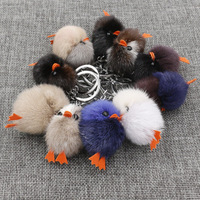 Porte-clés peluche poussin Kawaii jouets cadeau Pom Pom porte-clés vente en gros peluche canard animaux boule de fourrure mini peluche porte-clés