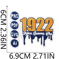 Bleu/jaune 1922 Sigma Gamma Rho patchs thermocollants lettre grecque caniche divers motifs classiques broderie bricolage vêtements Denim casquettes