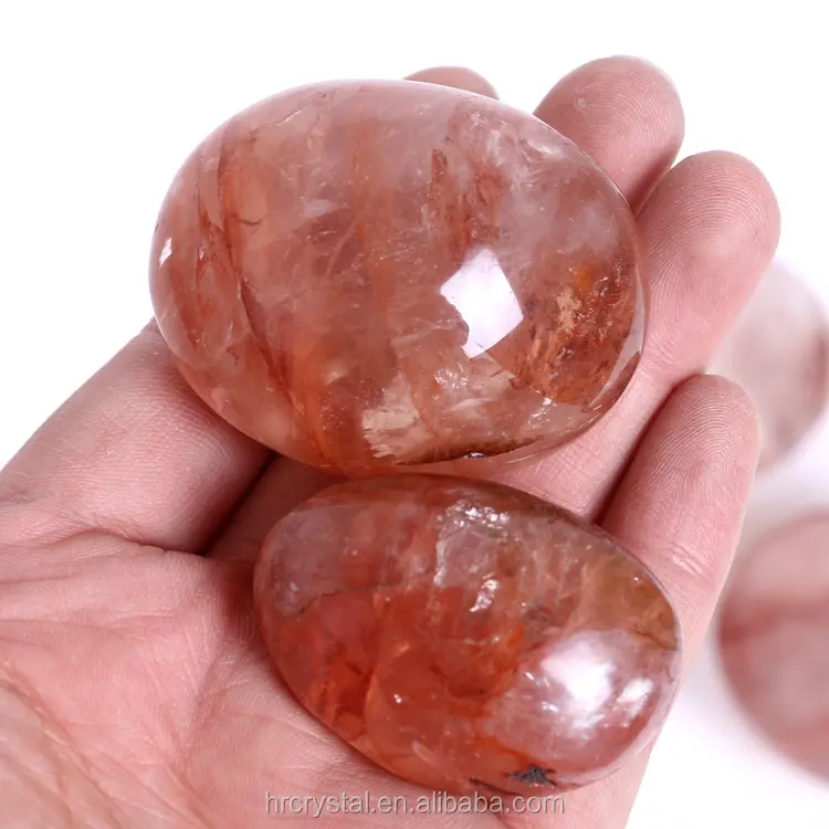 Atacado Cura Artesanato De Pedra Semi-preciosa Quartzo De Fogo Hematoide Vermelho Pedra De Palma De Cristal