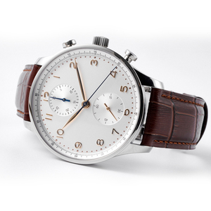 นาฬิกาข้อมือผู้ชาย ดีไซน์หรูหรา สง่างาม ตัวเรือนทรงกลม สายหนังแท้สีน้ำตาล กระจกแซฟไฟร์ ระบบจักรกล เหมาะสำหรับนักธุรกิจ - Product Image 2