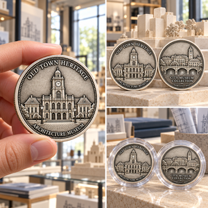 Moneda Conmemorativa Personalizada de Plata Antigua para Museo de Arquitectura, Moneda de Desafío Coleccionable con Monumento Urbano, OEM ODM - Product Image 2