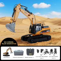 HUINA Excavadora RC Metálica Mejorada 580 1580 1/14, Vehículo de Ingeniería Eléctrico con Garra de Bolas, Cuchilla Giratoria 360°, Modelo V4 2025