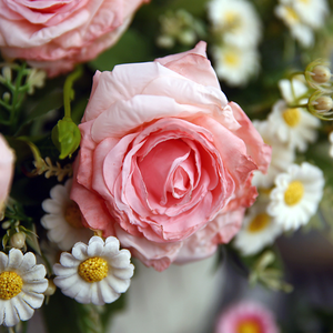 Rose artificielle en soie à 3 tiges, bord brûlé, de haute qualité, violet-orange, pour la décoration de table à la maison - Product Image 6
