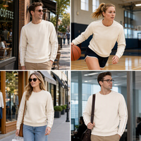 Pulls à col rond coupe classique avec bande de couleur sur les manches, surpiqûres aux épaules et finition des coutures latérales, pour les promenades du week-end et les sorties pour un café.