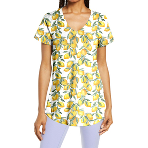T-shirt à manches courtes et col en V pour femme, imprimé drapeau du 4 juillet, mélange de coton, décontracté, pour les vacances - Product Image 5