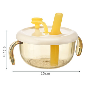 Bol à bec pour bébé avec paille PPSU sans BPA pour nourrissons de 0 à 12 mois, bol d'alimentation ambre blanc - Product Image 2