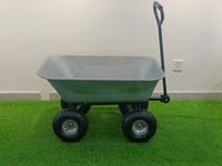 Chariot de jardin industriel à quatre roues avec benne basculante galvanisée de 85L, chariot à benne basculante OEM