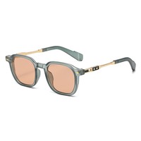 Lunettes de soleil carrées noires et dorées, protection UV400, monture en PC rétro de luxe, lunettes de soleil pour hommes et femmes