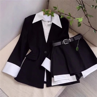 Ensemble élégant chic pour femme mature : Blazer mi-long boutonné et jupe-culotte taille haute – Collection Printemps-Automne
