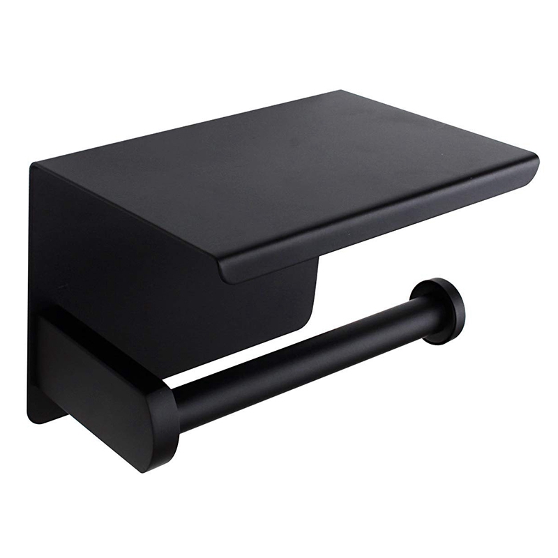 Держатель для туалетной бумаги SS201, настенный держатель из нержавеющей стали черного цвета с полкой для мобильного телефона