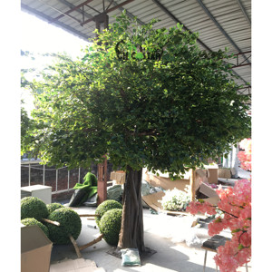 Cây nhân tạo lớn tùy chỉnh, lá bảy cánh, thân bằng sợi thủy tinh, dùng trang trí trong nhà, bán buôn, đồ trang trí cảnh quan - Product Image 1