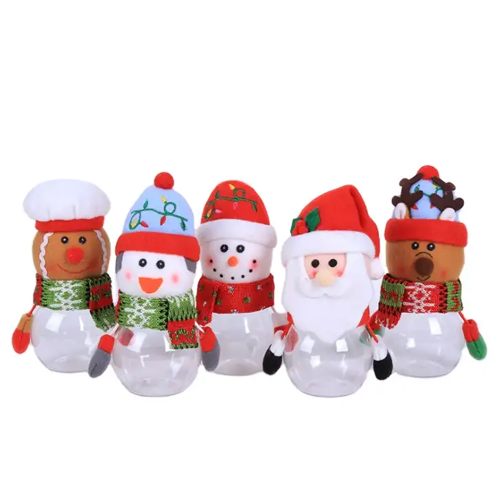 New Christmas Candy Jar Plastic Storage Bottle Decor Sweet Jars with Lid Christmas Supplies Kids Gift Jar for Candy
