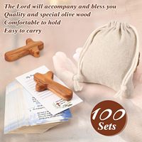 Croix Catholique en Bois Naturel Charme Artisanat Pendentif Cadeau de Pâques Prière pour le Christianisme Bois de Pin Tenant la Prière Objets Sacrés