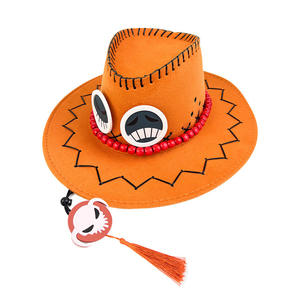 Anime One-Piece <span class=keywords><strong>Portgas</strong></span> <span class=keywords><strong>D</strong></span> <span class=keywords><strong>Ace</strong></span> Leather Cowboy Hat Suppliers Cosplay Hat for Casual Party Wear Summer Travel Accessory - Product Image 1