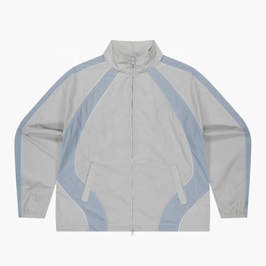 Healy Men Casual Full <b>Zipper</b> Windbreaker <b>Jacket</b> High Quality Stand Collar Block Color Summit Piping <b>Jacket</b> Custom Logo - Product Image 6