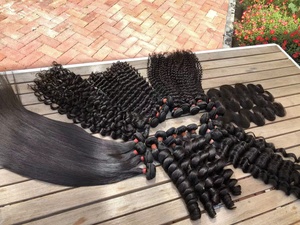 อาลีบาบา ขายส่งผมแท้แบบลอนลึก ผมมาเลเซียแบบมัด  ผมสองชั้นเย็บด้วยเครื่องจักร  ต่อผมคุณภาพดีที่สุด - Product Image 6