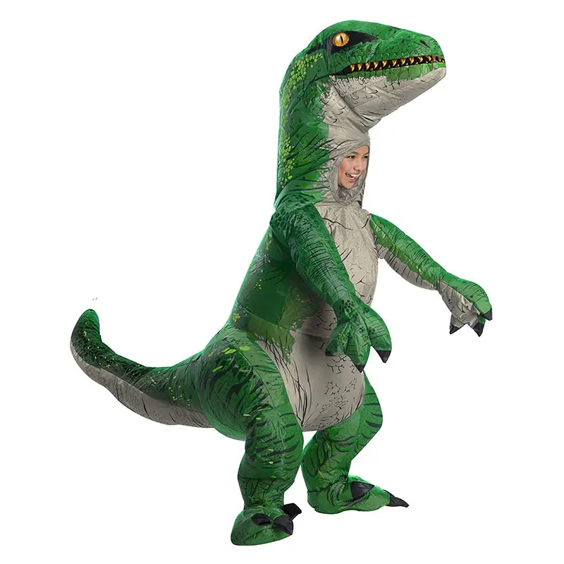 Customized Size Kids and Adults Full Body Christmas Costume Grey Green Inflatable Dinosaur Toy for Party Decorations