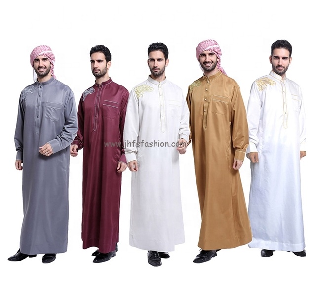 Arabic Men's Long Dress Islamic Dubai Men Thobe Clothing Abaya Muslim White Robe Muslim Men Robe
