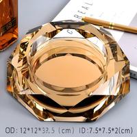 Cendrier en verre cristal facetté, plaqué couleur, forme champignon, gravé au laser, design moderne - 12cm/15cm/18cm/20cm/25cm, décoratif (tailles au choix)