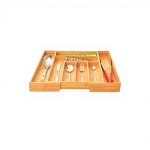 Porte-couteaux, cuillères et fourchettes au design admirable, plateau à couverts en bois massif avec huit compartiments - Product Image 1