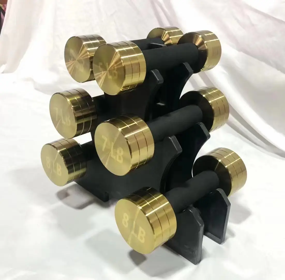 Set Dumbbell kepala bulat 10kg, Angkat Berat Badan Fitness Stainless Steel Dumbbell