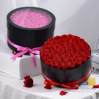 HFlora Vente en gros de 50 roses préservées en forme de boîte cadeau pour mariage, rentrée scolaire, Saint-Valentin, remise de diplôme - Longue durée, 3 à 5 ans