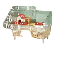 Cage pour petits animaux en acrylique entièrement transparente, écologique, moderne, grande, spacieuse et luxueuse, design soie dorée pour hamsters