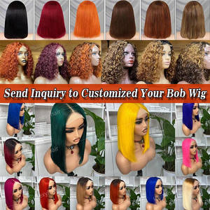 Peluca de Bob rizado <span class=keywords><strong>cabello</strong></span> humano 8 10 14 pulgadas sin pegamento 13x4 pelucas frontales de encaje prearrancado mongol HD rizado Bob pelucas frontales de encaje - Product Image 6
