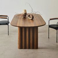 Table à manger de style moderne avec base en bois massif couleur noyer, meubles pour la salle à manger