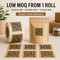 Autocollants en papier kraft avec code QR, logo personnalisé, finition mate, écologiques, autocollants adhésifs pour emballage, vente en gros