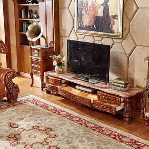 Classico Design antico soggiorno mobili <span class=keywords><strong>Tv</strong></span> stand in legno massello con intagliato <span class=keywords><strong>Tv</strong></span> tavolo in marmo europeo top <span class=keywords><strong>tv</strong></span> stand - Product Image 3