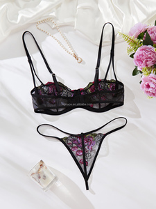 Lencería transparente seductora que muestra acentos de flores audaces Mujer Sexy para ropa interior completa bordada Lencería Sexy de moda Mujer - Product Image 2