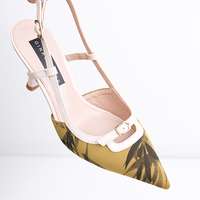 Sandales d'été à talons hauts en satin Style ancien chinois talons pointus Slingback diamant dos nu rehaussant avec des accents de diamant