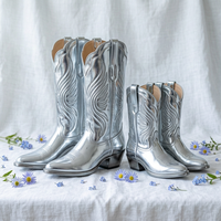 Bottine Western en Cuir Vegan pour Femme, Style Cowgirl, Marron, Chaussure en Cuir Souple Brodé Faite à la Main, Chaussure Quotidienne Habillée en Cuir pour Femme
