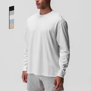 Fitness Gym Wear Sports Apparel Plain Blank Men T-Shirt 95 Cotton 5 Elastane Custom Longsleeve T Shirt For Mens Tshirt
