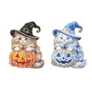 Pins Metálicos de Aleación de Zinc <span class=keywords><strong>con</strong></span> Diseño de Calabaza Negra, <span class=keywords><strong>Jack</strong></span> O' Lantern y Bruja de Halloween, <span class=keywords><strong>con</strong></span> Recubrimiento de Níquel, Unisex para Ropa y Bolsos - Product Image 1